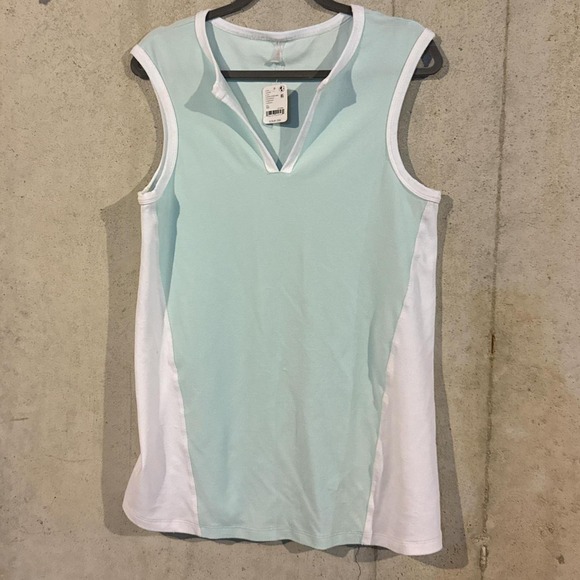 Dresses & Skirts - NWT Free People Movement white + light teal sleeveless mini dress